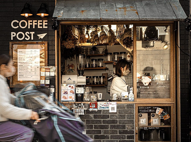 快闪店，自行车架上的咖啡馆COFFEE POST，日本