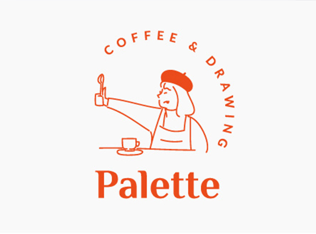 人物插画风格咖啡店logo设计，韩国