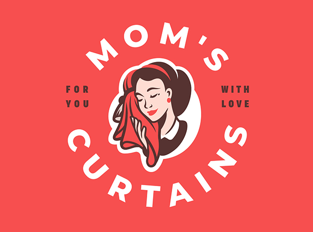 Mom's Curtains妈妈的窗帘店人物logo设计