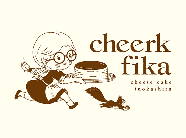 人物插画风格cheerk fika咖啡店logo设计，日本 