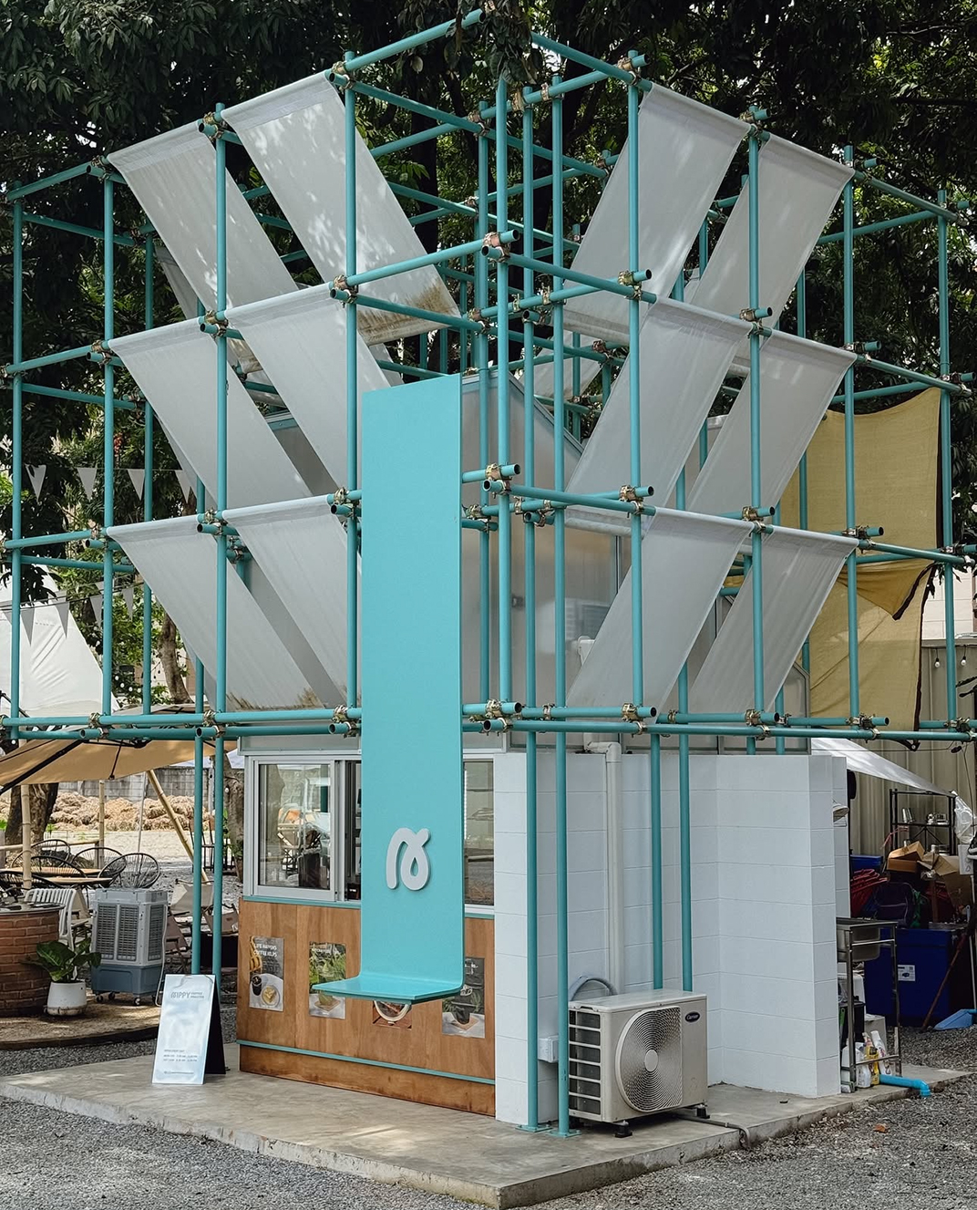 脚手架元素蓝色快闪店 泰国 清迈 珠海 东莞 广州 武汉 咖啡店 vi设计 空间设计
